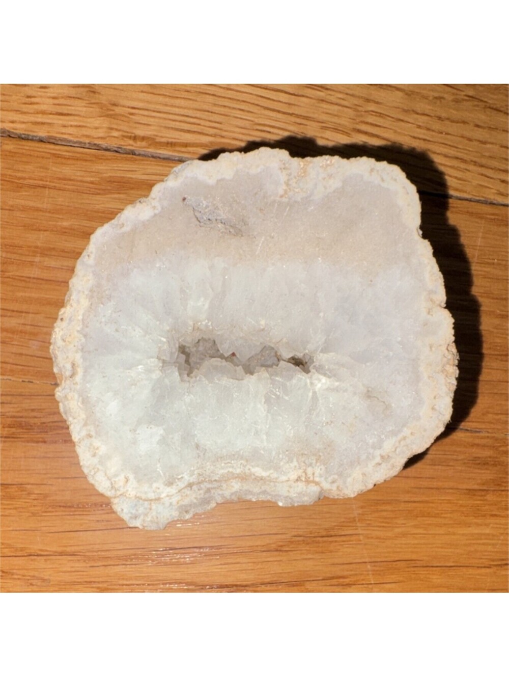 Natural Geode Crystal Mineral Specimen White Interior Display Collectible